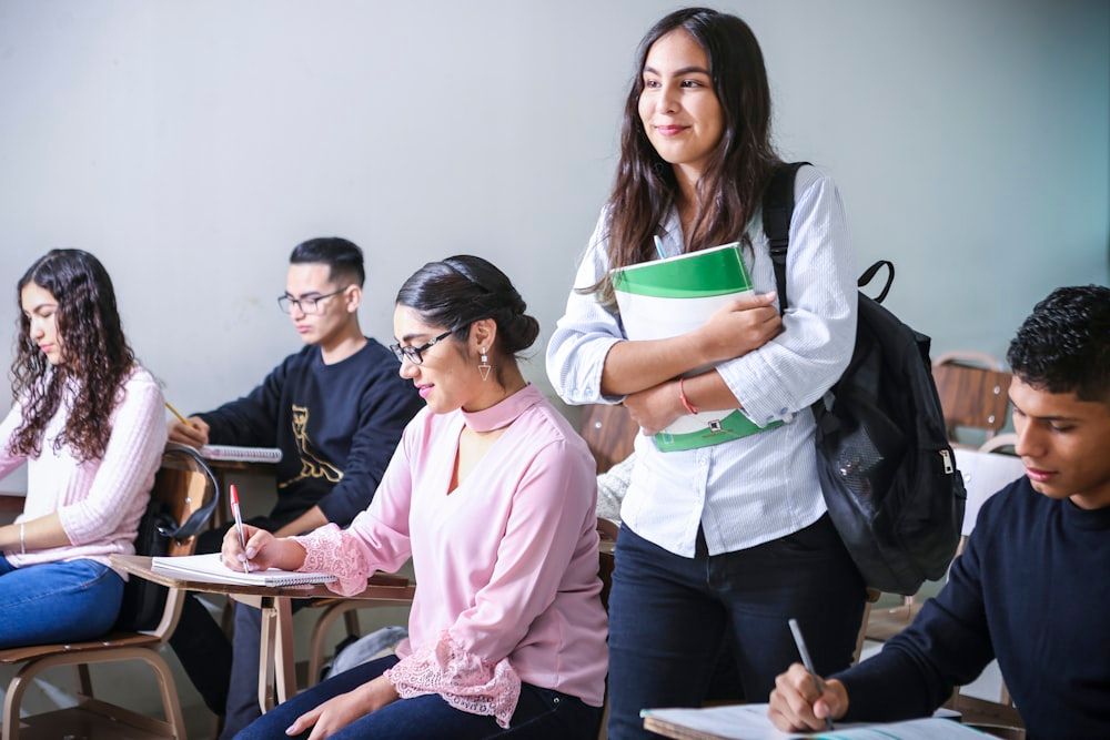 Student using tablet in class